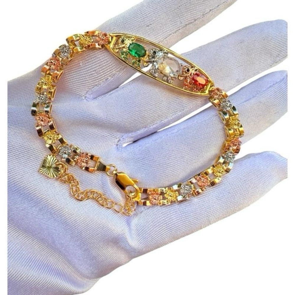 Bracelet,for good luck, with crystals and zirconia, 18k gold plated Gift